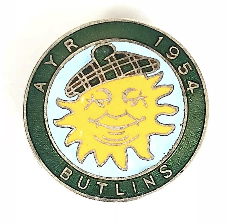 Butlins 1954 Ayr holiday camp Mr Sun badge