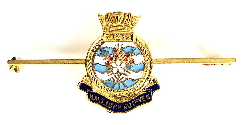 H.M.S. Loch Ruthven Ships Crest Enamel Badge
