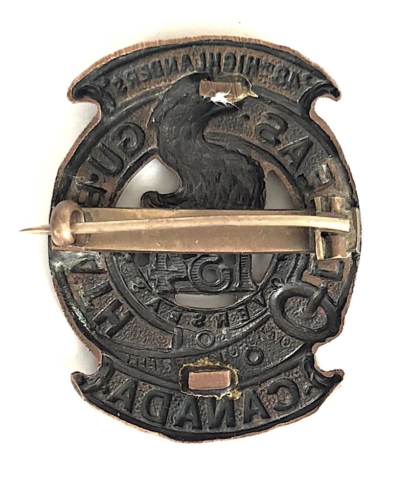 WW1 Canadian CEF 134th Infantry Battalion (48th Highlanders) pinned collar badge Ellis Bros