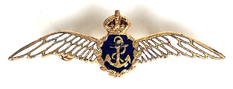WW2 Fleet Air Arm pilot's wing gilt and enamel sweetheart brooch