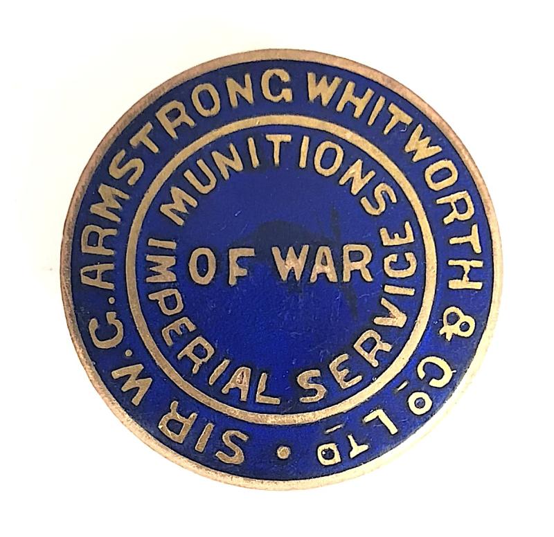 WW1 Sir W.G.Armstrong Whitworth & Co Ltd Munitions of War Badge