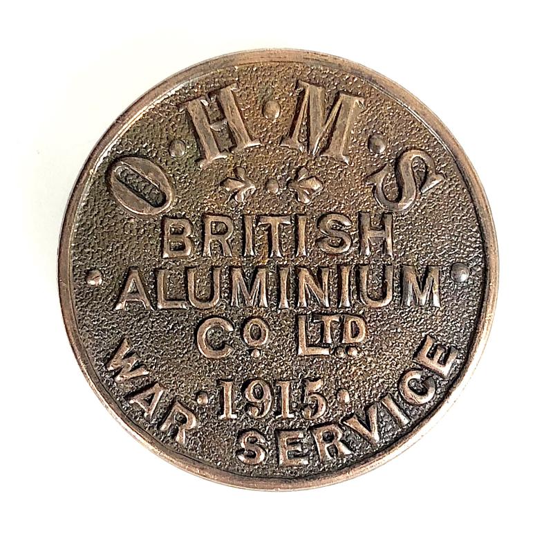OHMS British Aluminium Co Ltd 1915 war service badge
