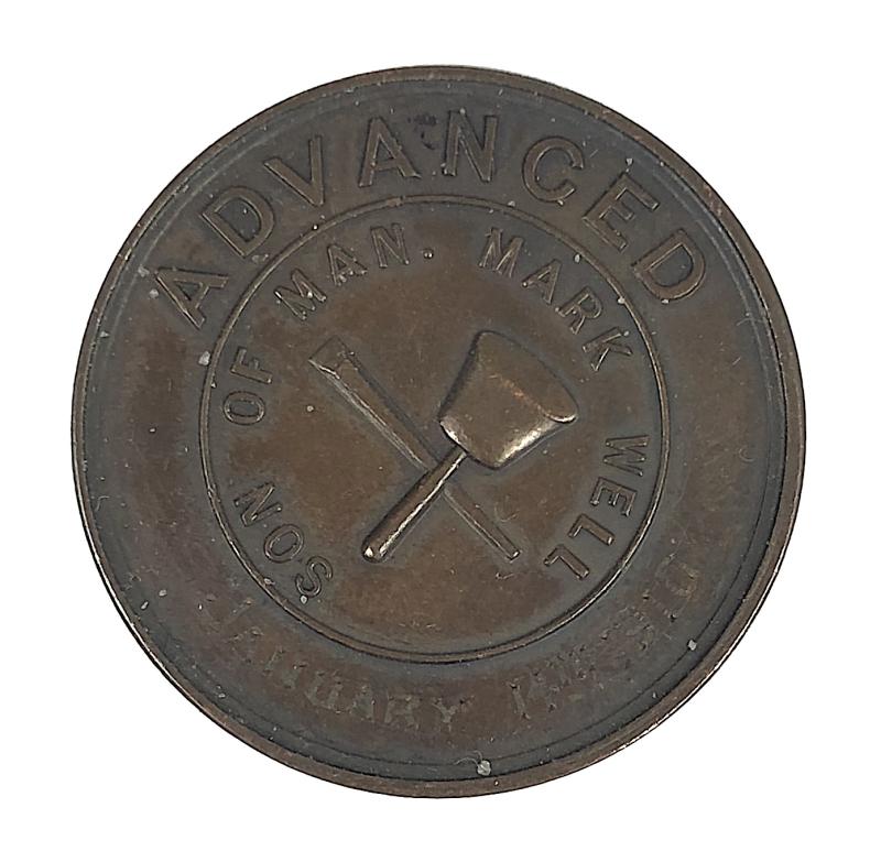 Masonic Bronze Token Advanced Son of Man Mark Well Dated January 14th 1910