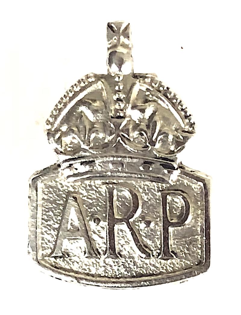 Air Raid Precautions 1939 silver miniature size ARP pin badge by William James Dingley