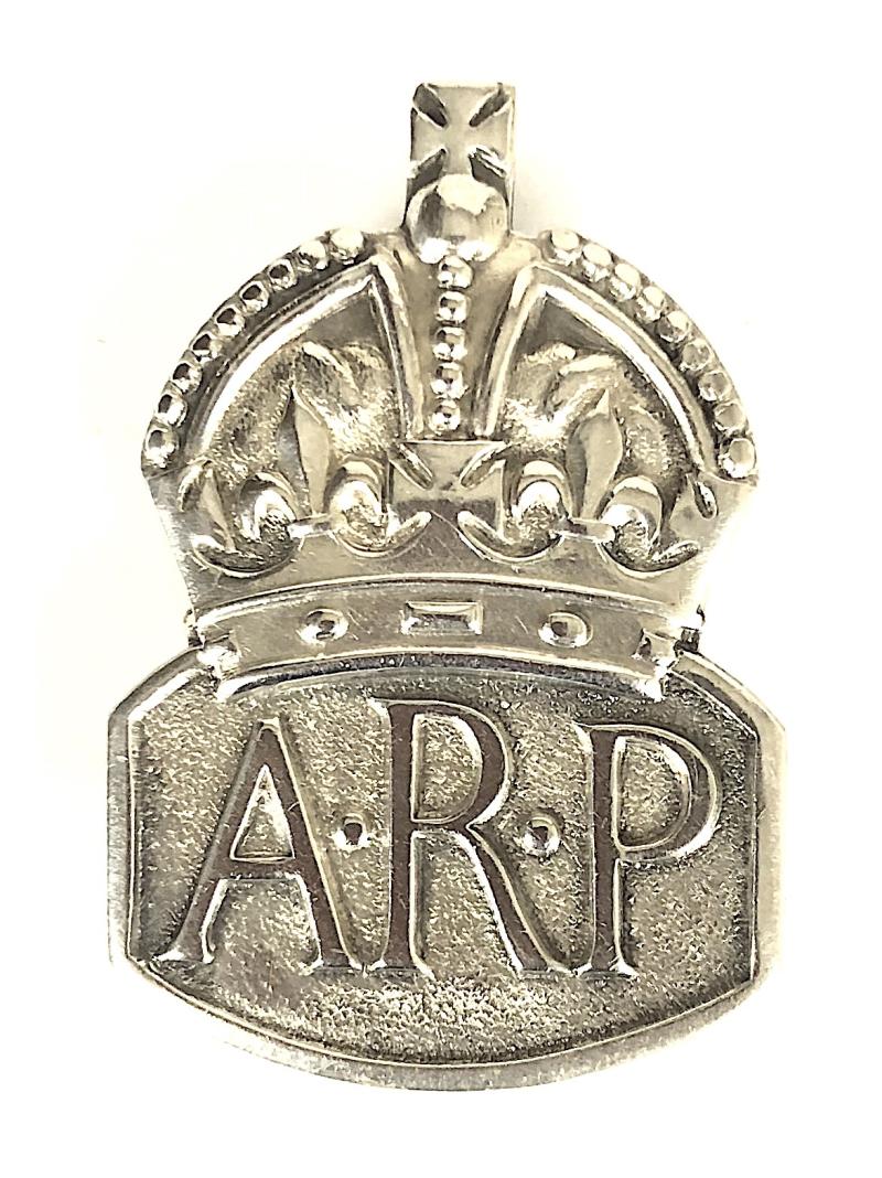 Air Raid Precautions 1939 silver ARP lady warden pin badge