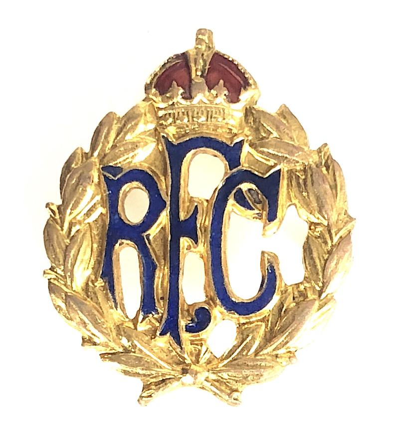 WW1 Royal Flying Corps RFC miniature gilt & enamel badge