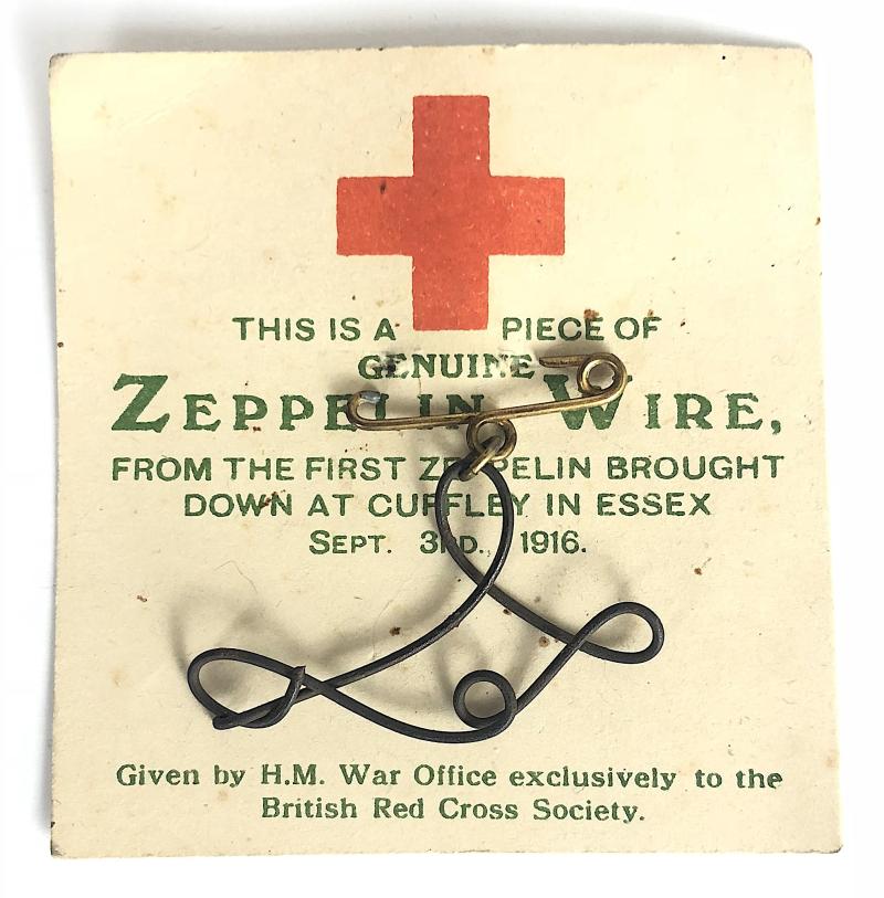 British Red Cross 1916 Zeppelin wire card backing sold to raise funds for the war effort