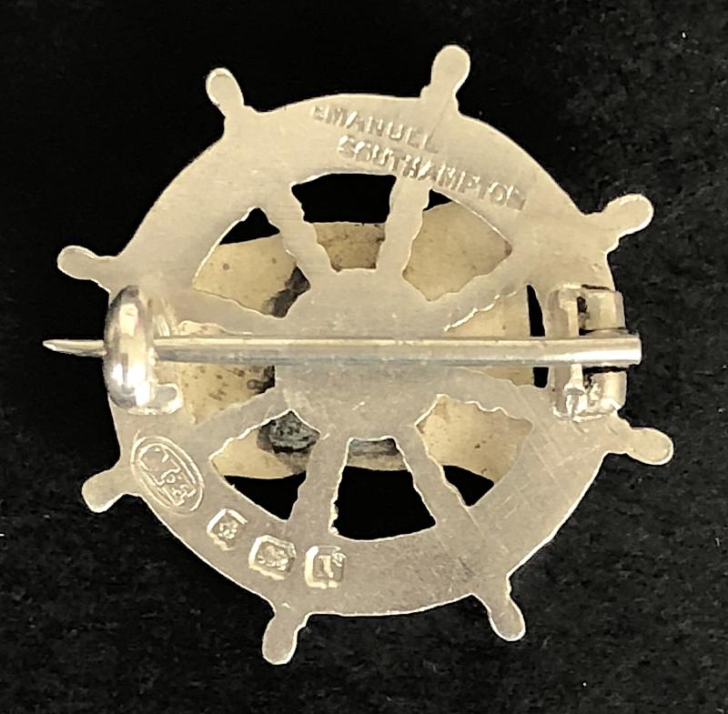 Union-Castle Flag 1912 Hm silver ships wheel badge Michael Emanuel Southampton