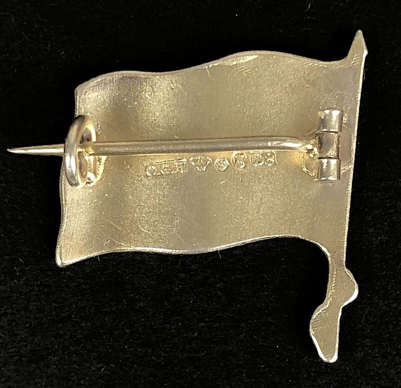 National Flag of France 1930 Sweden Silver Hallmarked Badge C.G. Hallberg