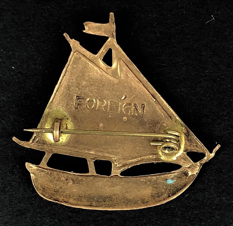 Blackpool Tower hand painted enamel sailing yacht souvenir badge