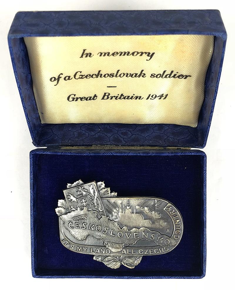 In memory of a Czechoslovak soldier Great Britain 1941 badge by H.W.Miller Ltd