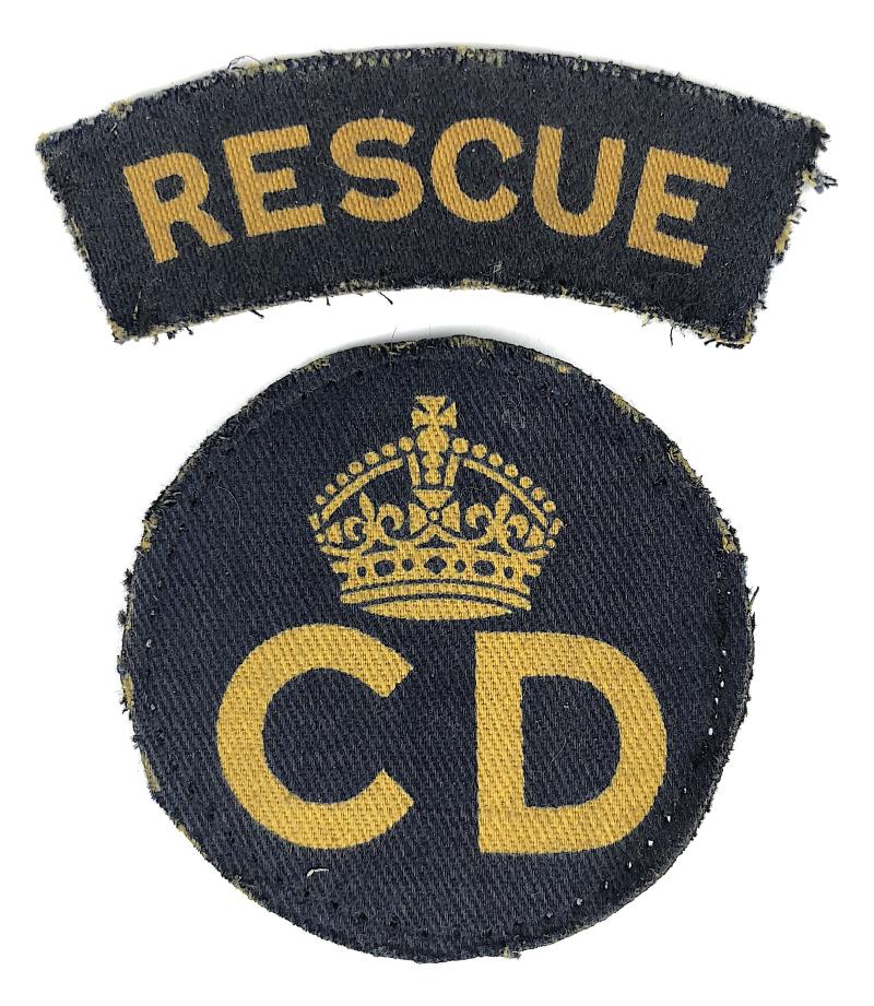 WW2 Civil Defence Printed Breast Badge & Rescue Title