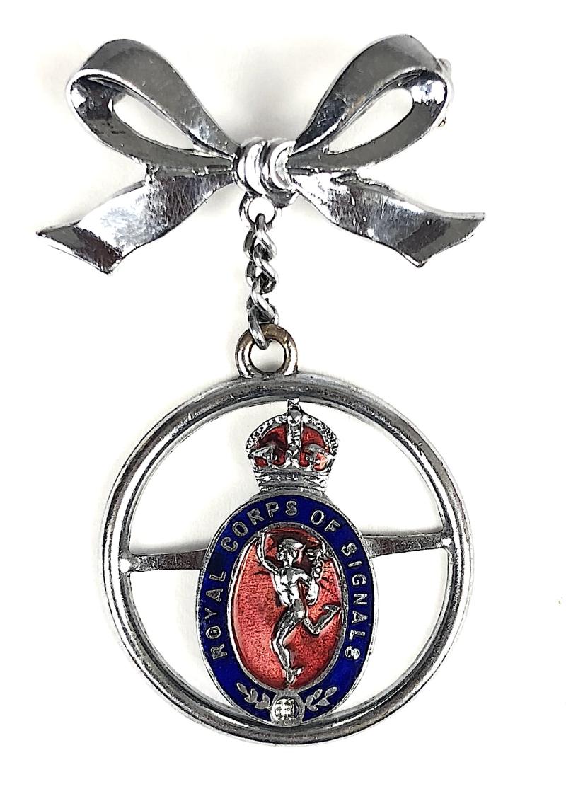 WW2 Royal Corps of Signals sweetheart bow brooch