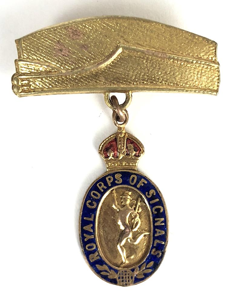 WW2 Royal Corps of Signals suspension side cap sweetheart brooch