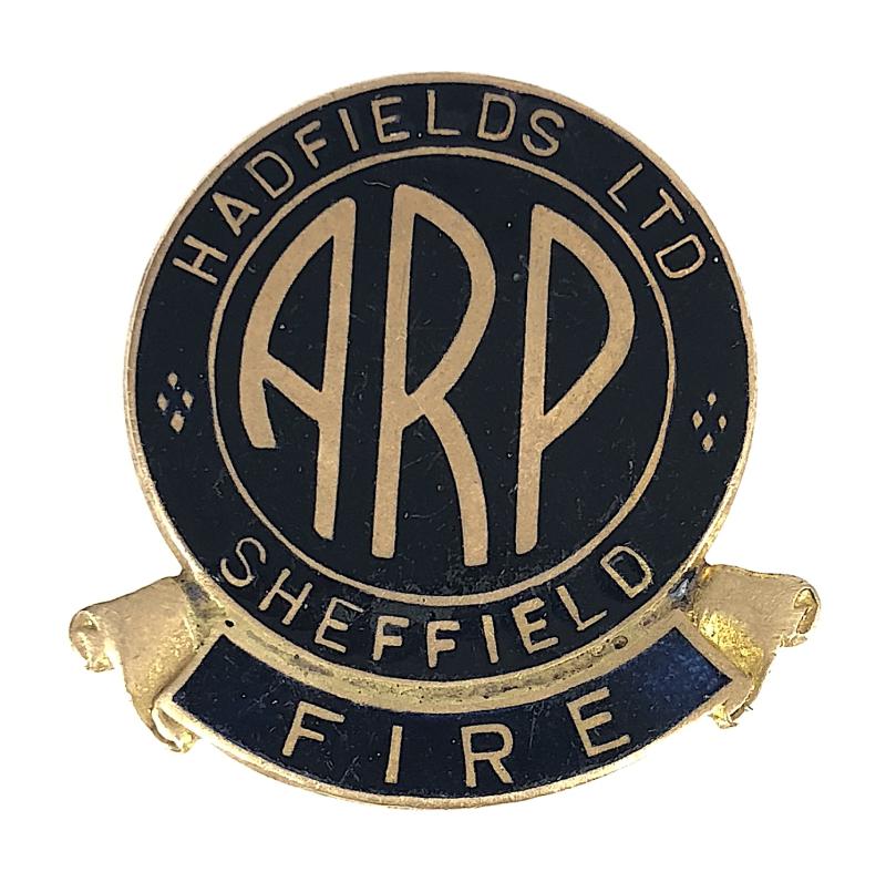Hadfields Ltd Sheffield ARP Fire Warden air raid precauctions badge