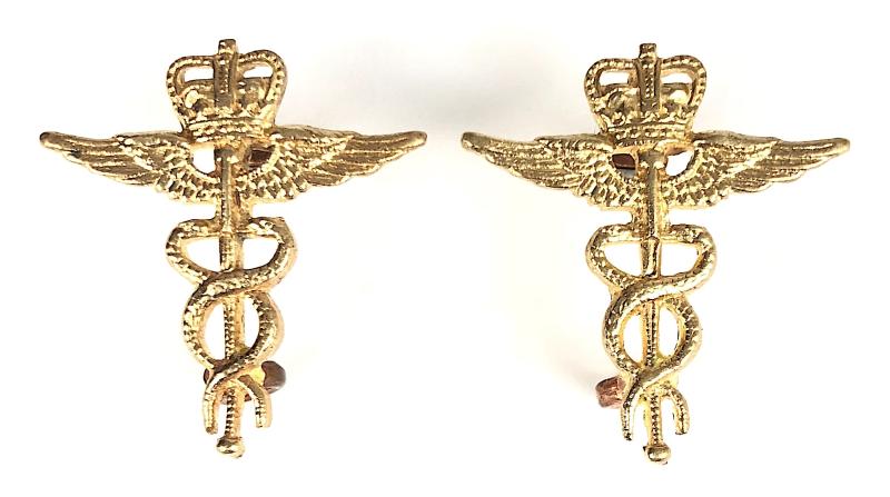 Royal Air Force RAF Medical Service matching pair of collar badge