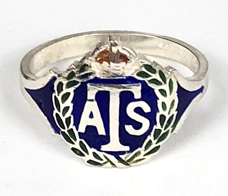 Auxiliary Territorial Service silver and enamel ATS ring
