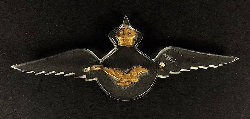 WW2 Spitfire Fighter Plane salvaged perspex pilots wing fundraising badge