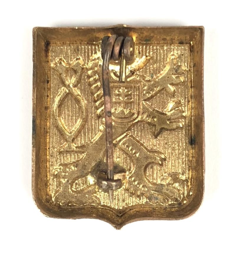 WW2 Free Czechoslovak Army brass cap Badge