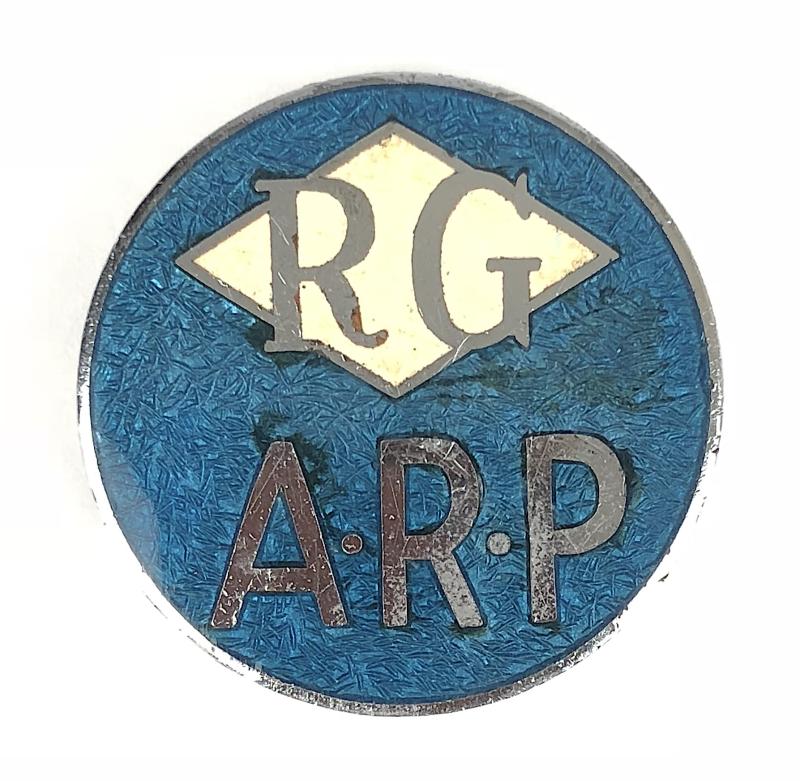 Air Raid Precaution RG ARP unidentified company badge possibly related to Petroleum