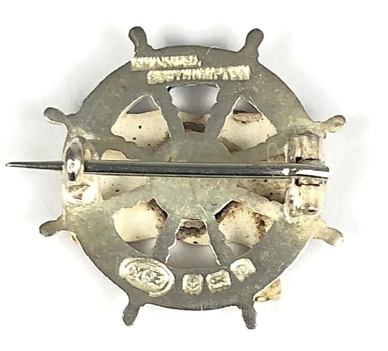 Royal Mail Lines House Flag 1913 silver ships wheel badge by Michael Emanuel Southampton