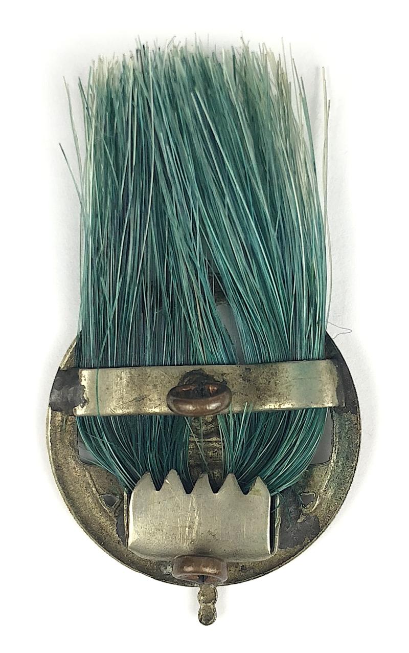 Senior Scout Officer Scoutmaster hat badge with green bristle plume