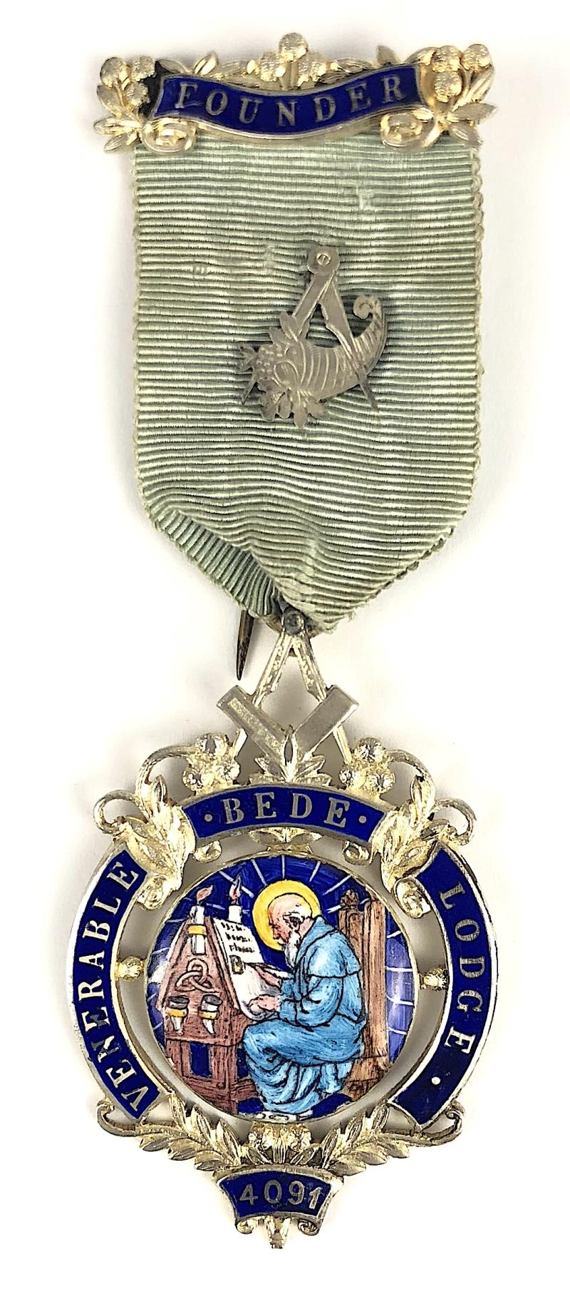 Masonic Venerable Bede Lodge No 4091 Silver & Enamel Jewel