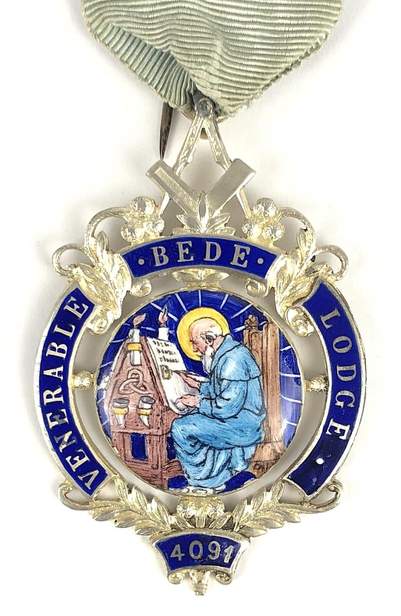 Masonic Venerable Bede Lodge No 4091 Silver & Enamel Jewel