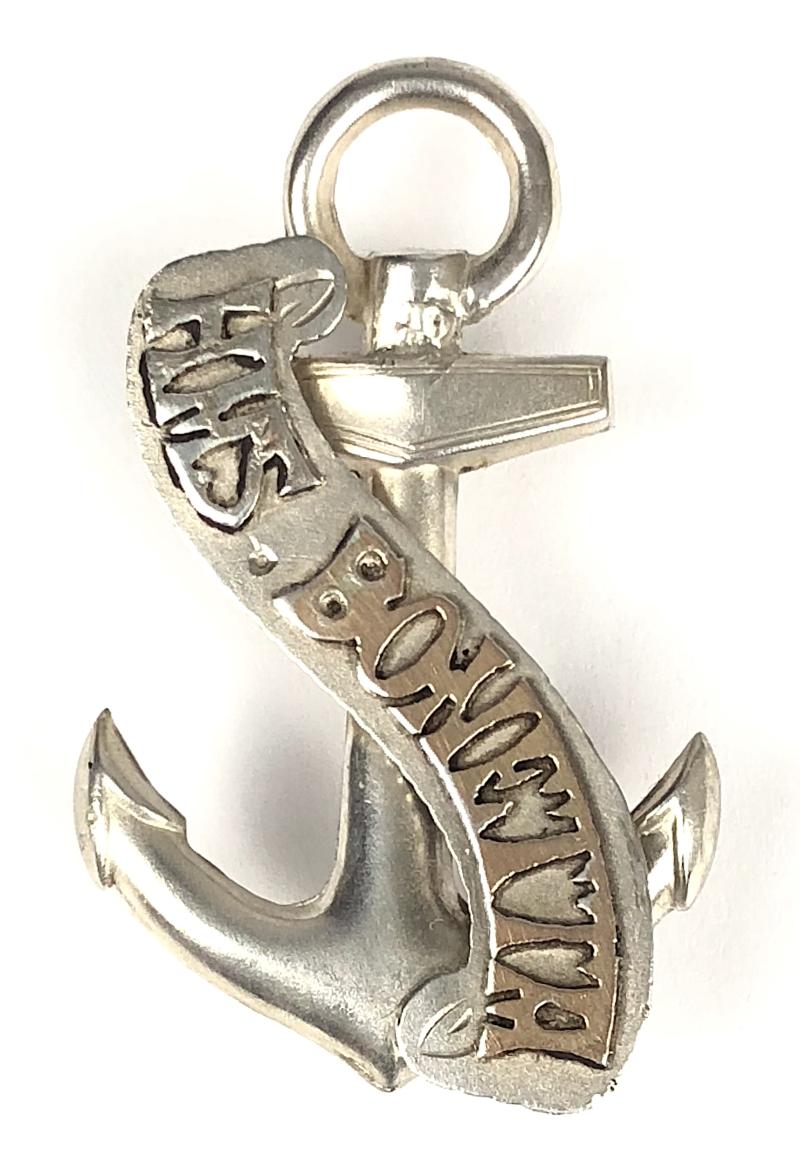 WW1 Royal Navy HMS Bonetta 1915 Silver Anchor Badge