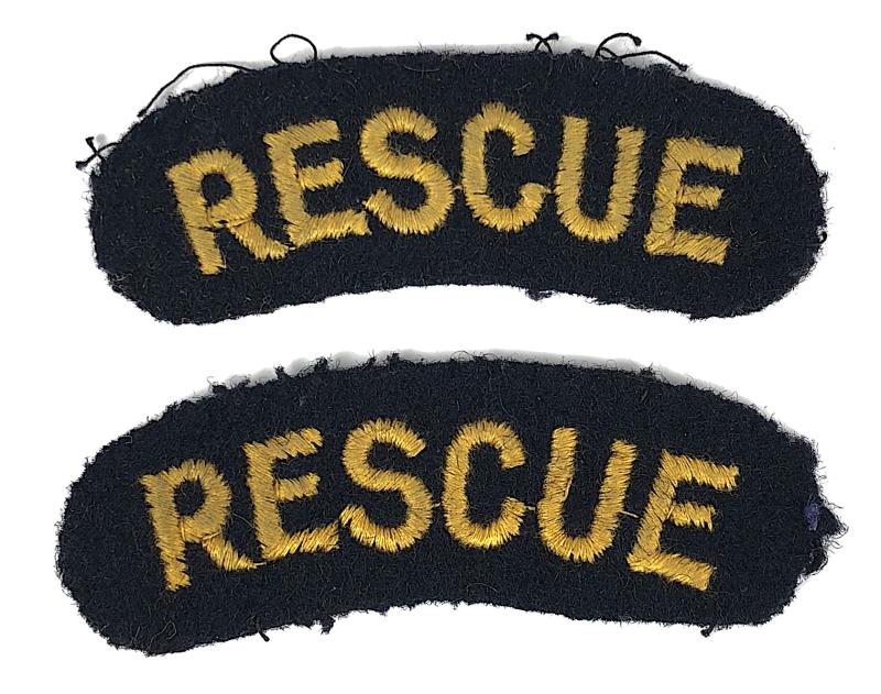 WW2 Civil Defence Rescue Party Pair of Shoulder Title Badges Introduced 1941