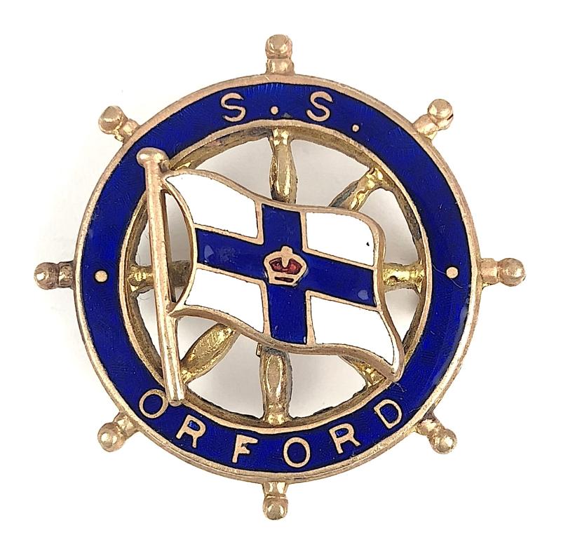 SS Orford Orient Steam Navigation Co ships wheel badge 1940 bombed off Marseille