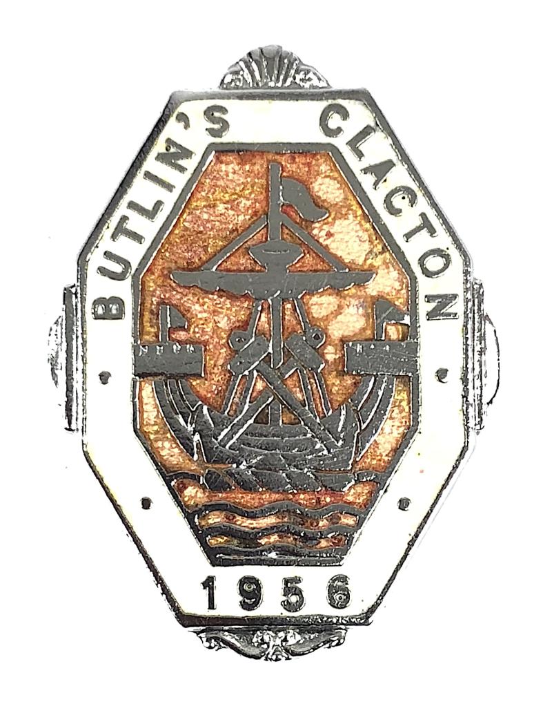 Butlins 1956 Clacton holiday camp sailing ship badge