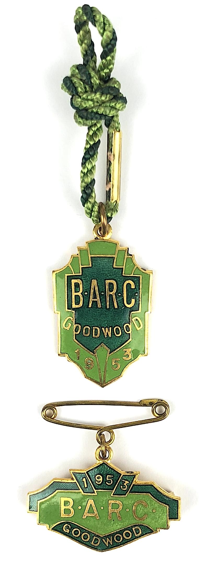 1953 Goodwood BARC Goodwood membership badge & guest matching numbers