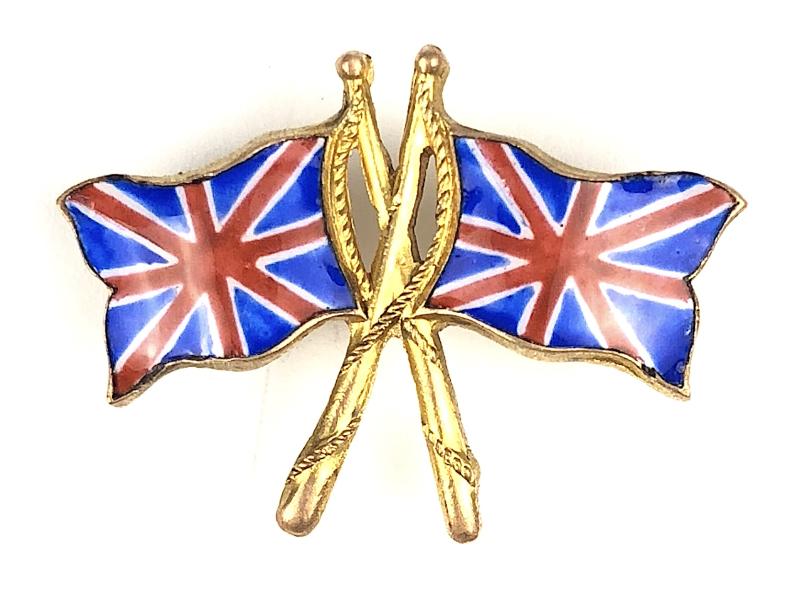 Union Jack Crossed Flags gilt and enamel patriotic badge
