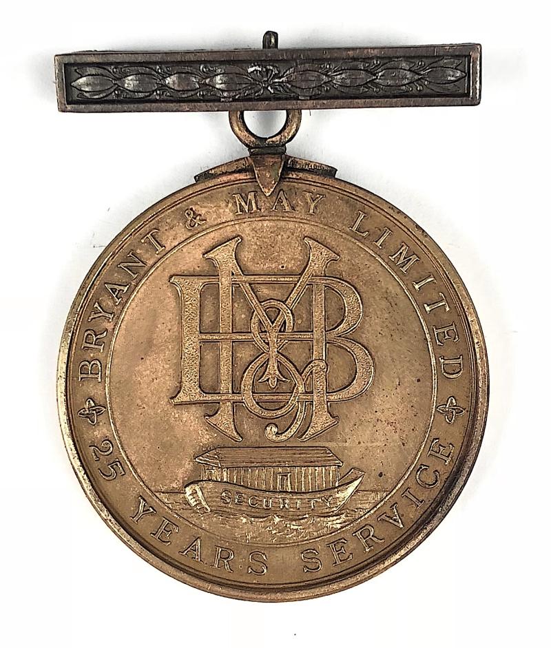 Bryant & May Matches 25 Years Service Long Service Named Medal Award
