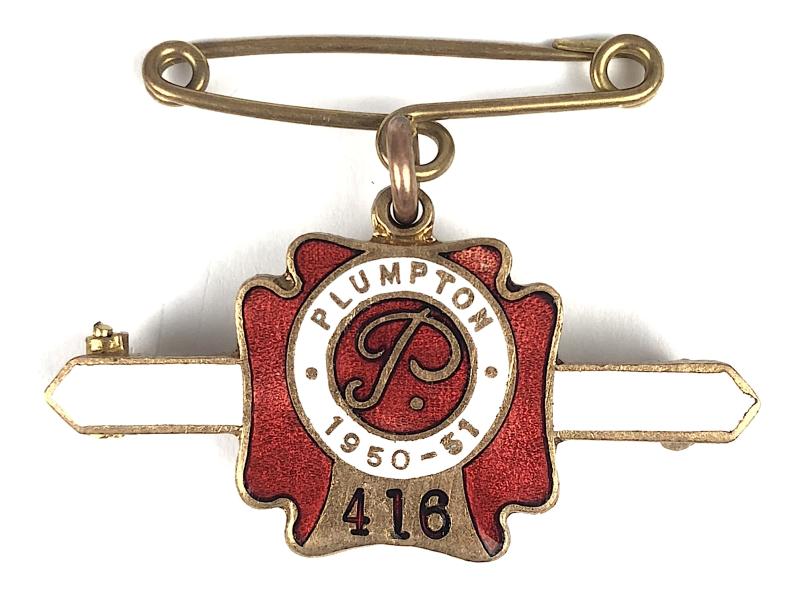 1950 - 51 Plumpton Racecourse horse racing club badge