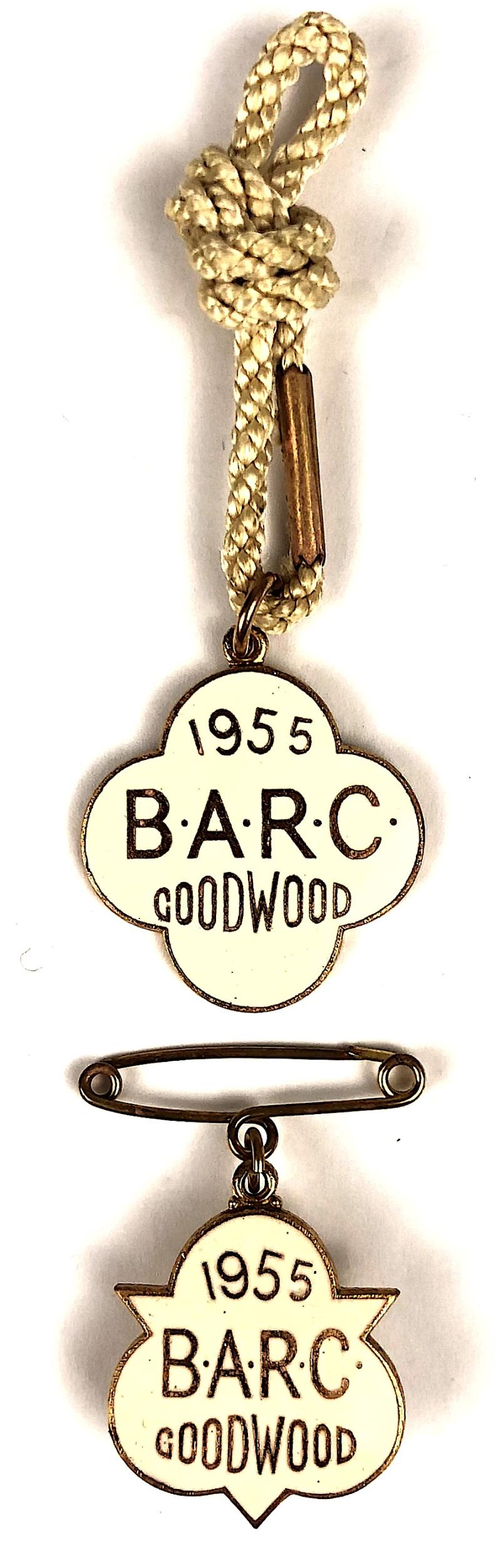 British Automobile Racing Club 1955 BARC Goodwood 1955 pair of badges