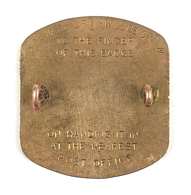 General Post Office GPO 218 IH postmans security badge