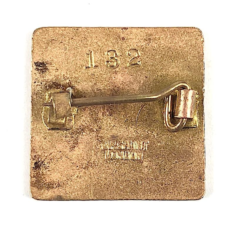 Butlins Holiday Camp Square Blue Enamel Numbered 132 STAFF Badge