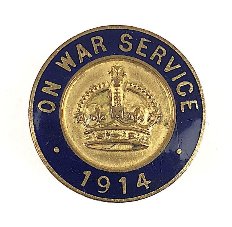 WW1 On War Service 1914 munition workers badge by W.J.Dingley