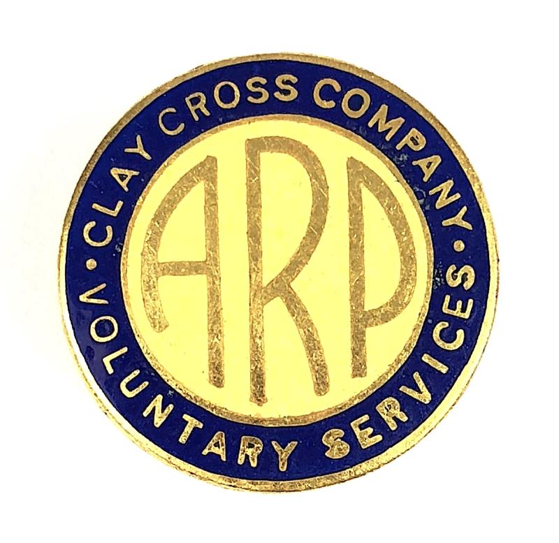 Clay Cross Company Air raid Precautions ARP Warden Badge