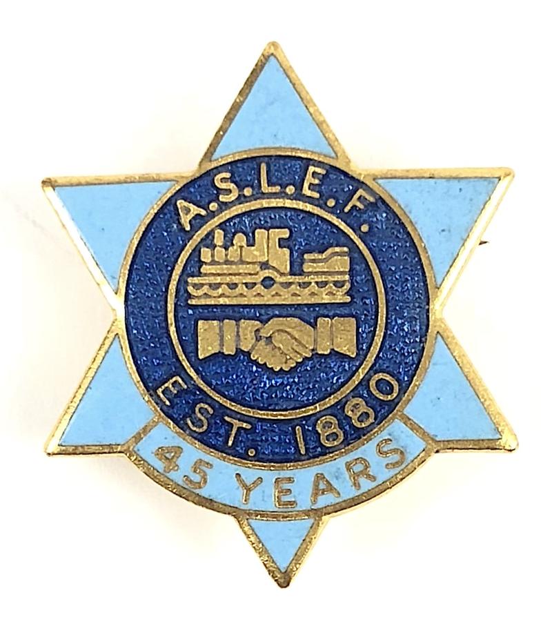 A.S.L.E.F. 45 years service railway trade union badge