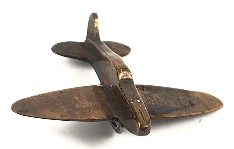WW2 Spitfire Fighter Plane copper penny fundraising stick pin badge