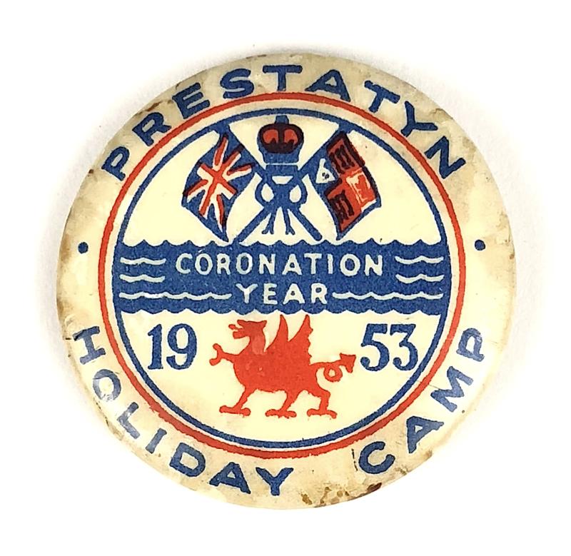 Prestatyn Holiday Camp 1953 Welsh Dragon celluloid tin button badge