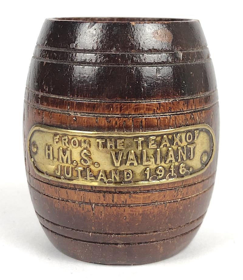 Royal Navy H.M.S. Valiant teakwood barrel reclaimed from the battleship c.1948