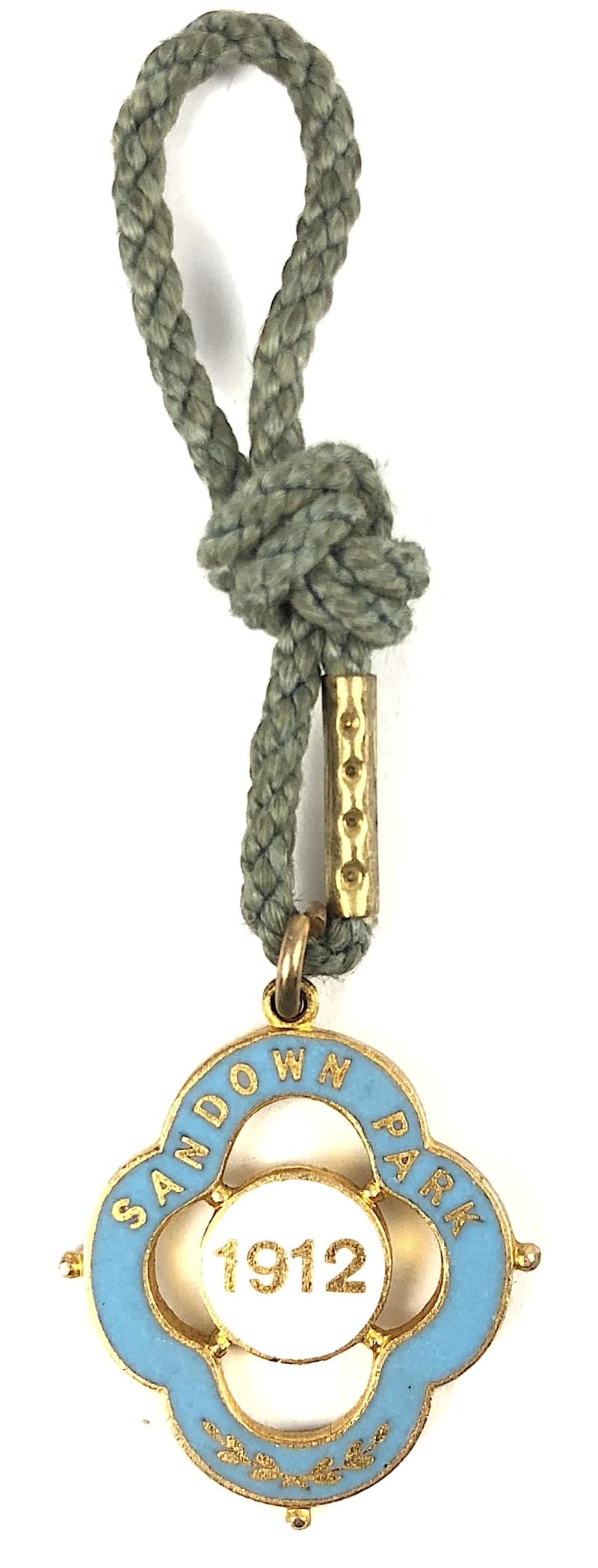 1912 Sandown Park Racecourse horse racing club membership No.30 issue badge