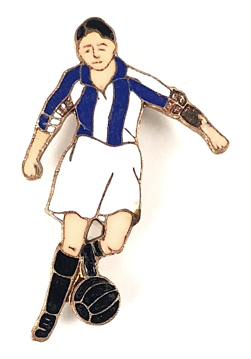 1930's Football Player Figure blue and white shirt badge by Stratton