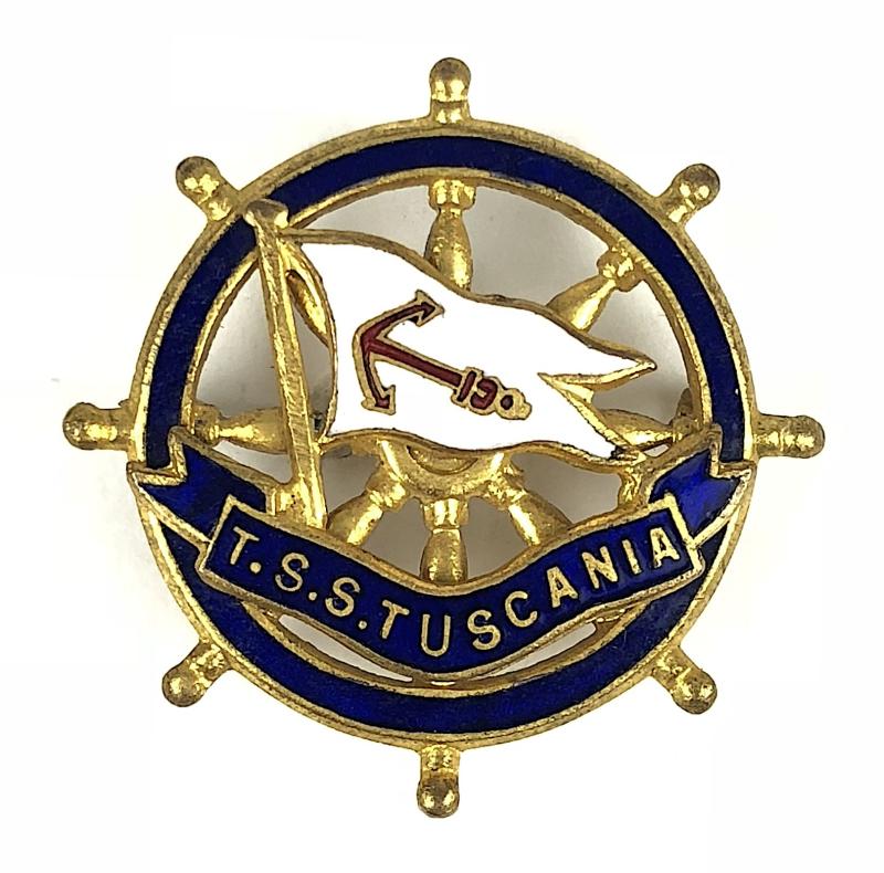 T.S.S. Tuscania Anchor Line ships wheel badge