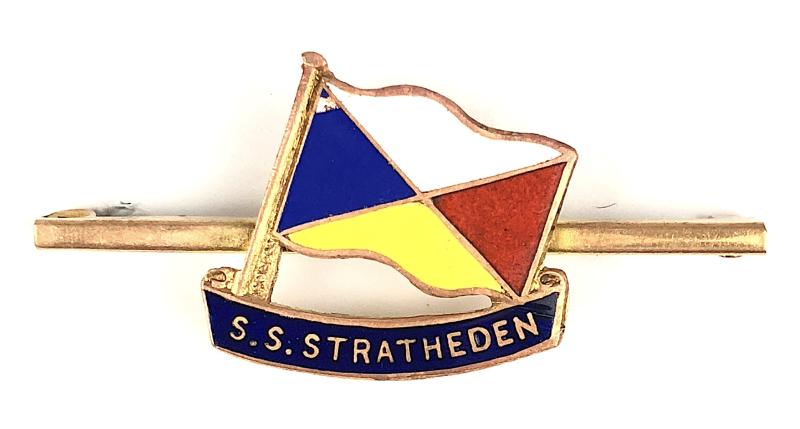 SS Stratheden Peninsular and Oriental Steam Navigation Co pin bar badge
