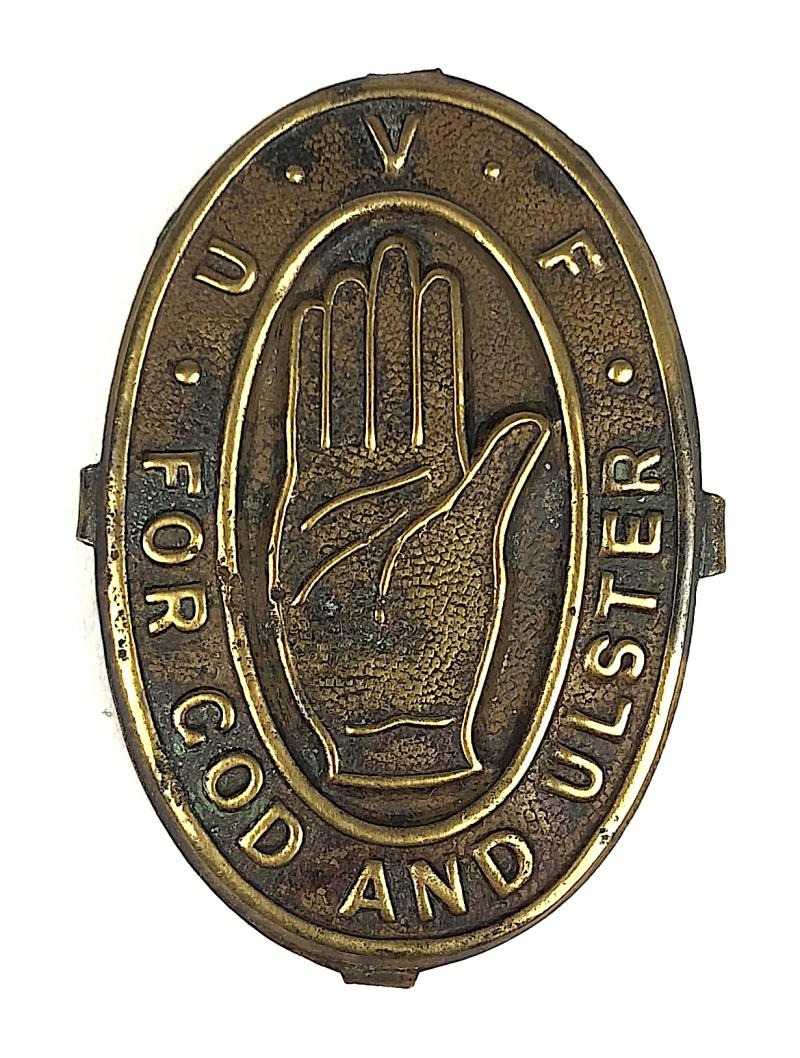 Ulster Volunteer Force UVF Dixie Lid bronze cap badge c.1913-1914